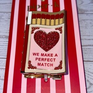 Piper K Red rhinestone Gold Hair Clip